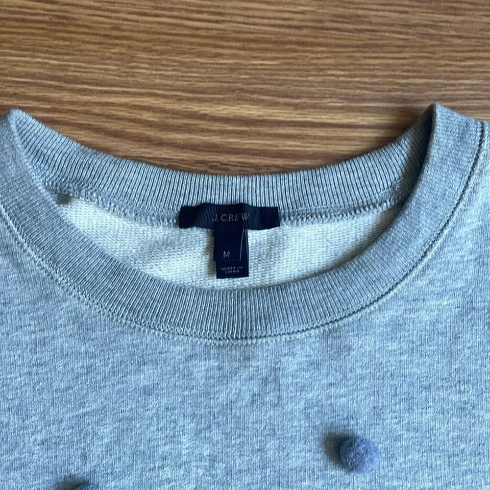 J.Crew Pom-pom Sweatshirt HEATHER GREY Size M